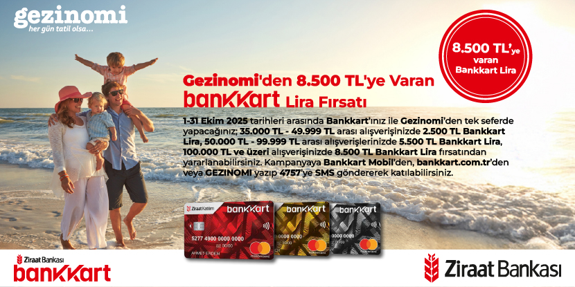 Gezinomi'de 8.500 TL'ye Varan Bankkart Lira Fırsatı